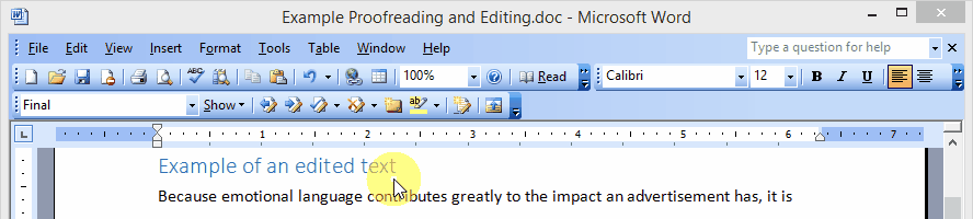 Visa korrekturläsarens ändringar Word 2003